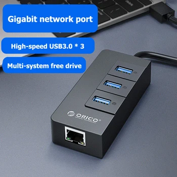 ORICO Multi-funkčné Gigabitová Sieťová Karta Rozbočovač USB Gigabit Ethernet Adaptér 3 Porty USB 3.0 HUB, aby RJ45 Lan1000Mbps