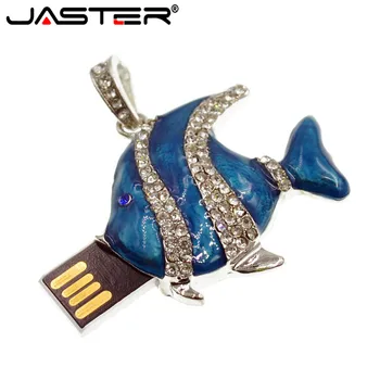 JASTER Módne tvorivé crystal ryby USB Flash Disk jewel Pero jednotky memory stick kl ' úč 4 GB 8 GB 16 GB 32 GB móda U diskov