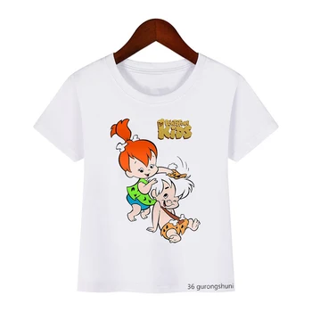Funny kids t-shirt anime kamienky Bam flintstones cartoon auto chlapec t shirt lete chlapci/dievčatá sú vhodné pre krátke rukávy topy