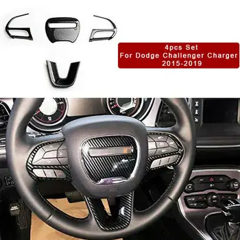4 Ks Volant Uhlíkových Vlákien Kryt Trim Pre Dodge Challenger Nabíjačku+ Carbon Fiber Auto Interiérové Doplnky Univerzálne