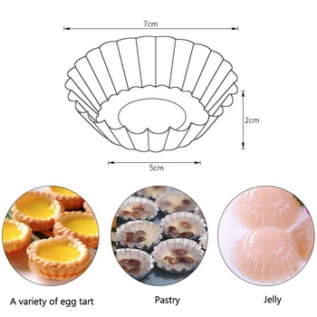 20PCS Teflónové Zvlnenie Vajcia Tortu Formy Nerezovej Ocele Povrch Formy Pribrala Opakovane Tortu Cookie Formy Tin Pečenie Poháre