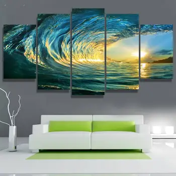5 Panely Hd Vytlačené More, Vlny, Surfovanie Wall Art Maľovanie na Plátno Tlačiť Izba Dekor Tlače, Plagát, Obraz na Plátne P060 dodávateľa