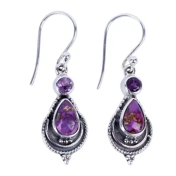 Móda Elegantné Kvapka Vody Tvarované Purple Stone Náušnice pre Ženy, Strieborná Farba Kovové Šperky Darček Bague Ringen