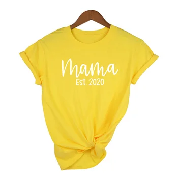 Mama Est 2020 Tee New Mama Košele Mama Bežné Kolo Krku Lete Tumblr Oblečenie Tričko Deň matiek Darček Graphic Tee Harajuku Topy