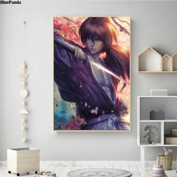 Kenšin Himura Obľúbené Anime Plagát Minimalistický Umelecké Plátno Tlačiť Stene Obraz Moderného Domova Miestnosti Dekorácie