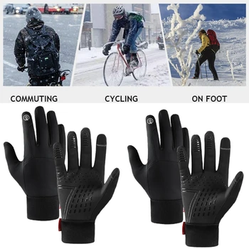 1 Pár Muži Ženy Zime Teplé Cyklistické Rukavice Proti Sklzu Dotykový Displej Chladné Počasie Vetru Nepremokavé Rukavice pre Beh