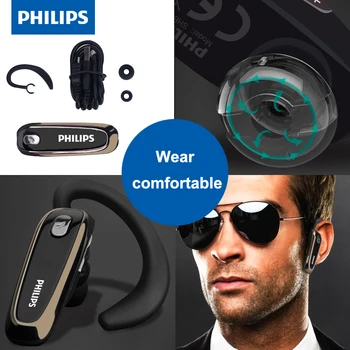 Philips SHB1700 Ucho Bezdrôtové Bluetooth Slúchadlá Slúchadlá s Bluetooth 4.0 Lítiová Batéria pre Samsung Poznámku 8 Iphone X