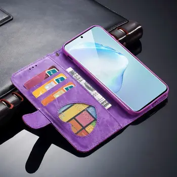 5 Sloty pre Karty Magnetické Zips Flip puzdro pre Samsung Galaxy Note 10 9 Lite S20 Ultra 5G S8 S9 S10 Plus S10e Lesk Popruh Kryt