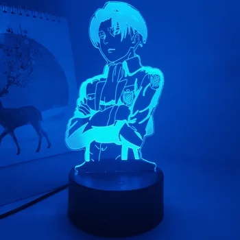 Anime Útok na Titan Akrylových 3d Led Lampa pre Domáce Izba Dekor Light Cool Kluk Dieťa Darček Kapitán Levi Ackermana Obrázok Nočné Svetlo