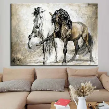 Moderný domov jedného abstraktné dva kone olejomaľba na plátne dekoratívne sprej maľovanie olejomaľba na plátne maľovaní plagátov