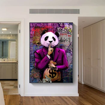 Nech Váš Úspech, Aby Hluk Umelecké Plátno na Maľovanie Panda Gentleman, Plagáty a Tlačí na Steny Umenie Obrázok pre Obývacia Izba Dekor