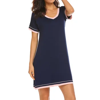 Krátky rukáv noc šaty bežné bavlna domáce oblečenie sleepwear ženy lete salónik nosiť žena nightgown pijama mujer 2020 DR1838