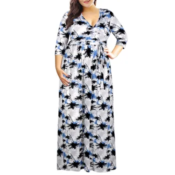 Veľká veľkosť 9XL 2020 Tuku MM Žena tlač šaty Elegantné Sedem-rukáv, dlhé šaty plus veľkosti ženy oblečenie 9xl party šaty vestidos
