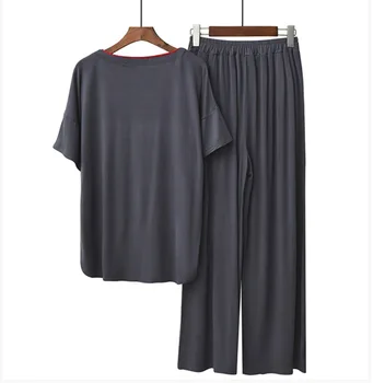Dva-dielna Sada Modálne Materiál Sleepwear Nastaviť Ženy Pyžamo Jeseň Voľné Nohavice Dlhé rukávy Vyhovovali Pohodlné Úsek Domáce oblečenie
