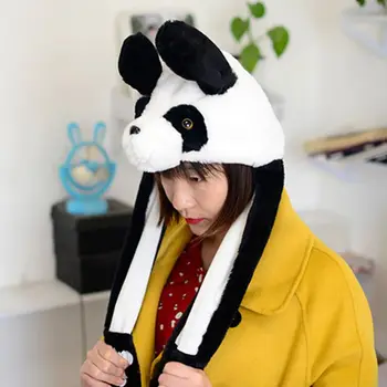 Deti, Dospelých Krátke Plyšové Roztomilý 3D animovaný Panda Zvierat Hat s Pohyblivé Uši Dvojité Airbag Labky Teplé Earflap Spp Hračka Strany Rekvizity