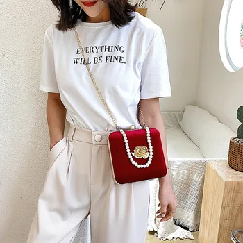 Retro Barokový Anjel Plastický Ženy, tašky cez rameno, dizajnér perly kabelky luxusné velvet box crossbody taška lady malé peňaženky 2020