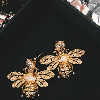 Trend Stereoskopické Drahokamu Bee Náušnice Dlhé Značky Návrhár Luxusných Šperkov Pendientes Vyhlásenie Náušnice Pre Ženy Mujer