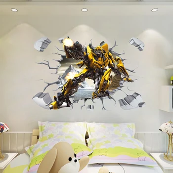 NOVÉ 3D Yellow Bumblebee OBROVSKÝ Samolepky na Stenu Odtlačkový Deti Domova 725