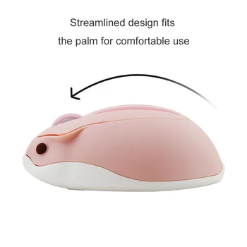 CHYI Roztomilý Kreslený Ružová Bezdrôtová Myš Optická USB Počítačová Mini Myš, 1600DPI Škrečkov Dizajn, Malé Ručné Myši Pre Dievča Notebook