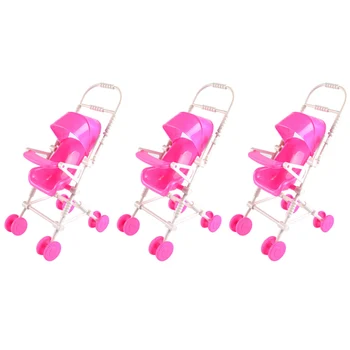 5 Ks Pink Mini Plastové Baby Doll Dieťa Prepravu Kočíka Vozíka Detská Hračka Doplnky pre Barbie Kelly Bábiku Baby Dievčatá Darček