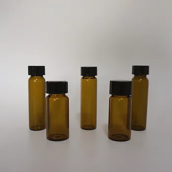Doprava zadarmo 3ml do 50ml Hnedé Sklo vzorky fľaše s čiernym plastovým skrutkovací uzáver, esenciálny olej fľaše pre laboratórne použitie