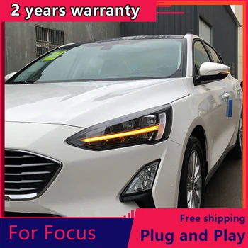 Auto pre 2019 Ford Focus plný svetla LED reflektor montáž LED denných prevádzkových svetlo LED streamer zase signál montáž