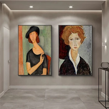 Portrét Jeanne Hebuterne Plátno Maľby Modigliani Známeho diela Plagáty A Vytlačí Nordic Wall Art Obrázky Pre Home Decor