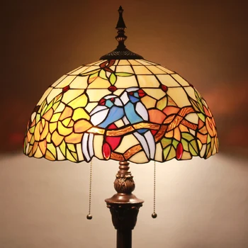 16-palcové Tiffany Európskom štýle retro umenie poschodí lampa farebné vták na obývacia izba dekoratívne staned sklo teplé spálne