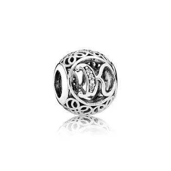 Pnr zz 925 sterling silver kúzlo náramok 925 strieborný náramok 26 pôvodné písmená kúzlo korálky vhodné pre dámy šperky, darčeky