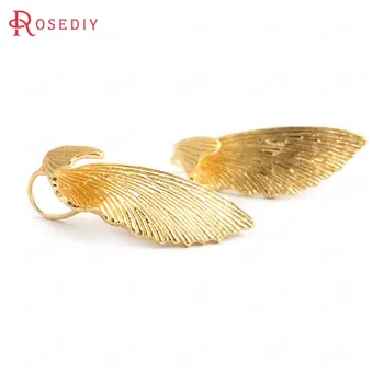 (34943)4PCS Výška 35MM 24K Gold Farbe Mosadze Dragonfly Krídla Náušnice Háčiky Vysokej Kvality Diy Príslušenstvo Šperky Zistenia