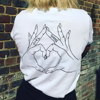 Dievča Gang Láska Strane Prihláste sa Späť Vytlačené Feminism t shirt Ženy Tumblr Módne Letné Topy Tee Bežné Bavlnené O Krk Cool tričká