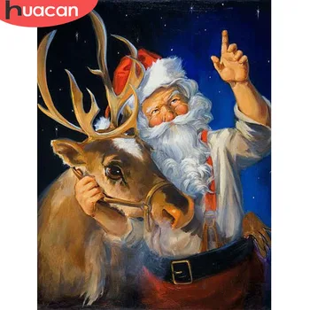 HUACAN Diamond Maľovanie Santa Claus Plné Námestie Diamond Výšivky DIY Vianoce Nový Príchod Obraz Drahokamu