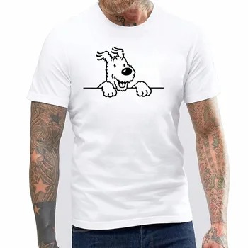 2019 Kroean Biela Harajuku Topy Camiseta Mujer Muž Tees Snowflake Hlavu Adventures of Tintin T-shirt Bavlna Mužov Nový Krátky Rukáv