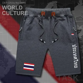Thajsko mens šortky pláži nové pánske board šortky vlajka cvičenie vrecká na zips, potu kulturistike koleno bavlna krajina Thai TH