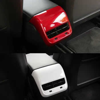 Pre Tesla Model 3 ABS Uhlíkových Vlákien Dekoratívne Samolepky Styling Auto Späť Air Vent Dekorácie Rám, Kryt Auto Príslušenstvo