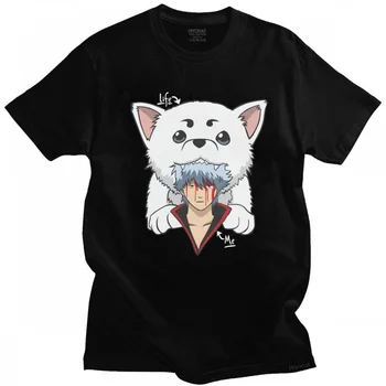 Kawaii Gintama Gintoki Sakata Tričko pre Mužov s Krátkym Rukávom Sadaharu T-shirt Grafické T-shirt Bavlna Anime, Manga Tee Topy Merch