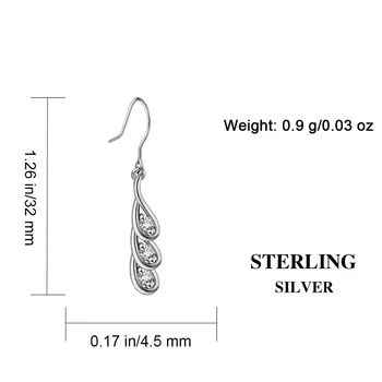 EUDORA Skutočné 925 Sterling Silver Náušnice Páva Perie Drop Náušnice pre Ženy, Jemné Šperky Narodeniny, Vianočné darčeky E061