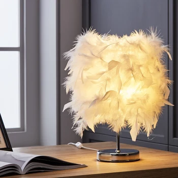 E27 Nočný Stolík LED Lampa Pierko Romantický Obývacej Izby, Spálne, písací Stôl Nočné Svetlo
