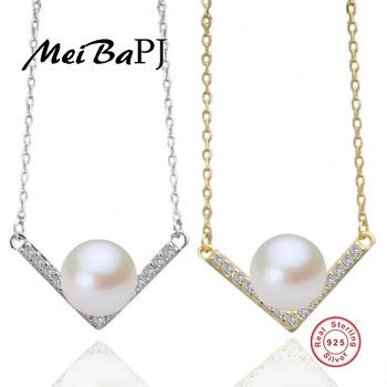 [MeiBaPJ] Európskom štýle prírodného kameňa prívesok pre ženy móda 925 sterling silver náhrdelník&prívesok reálne sladkovodná perla