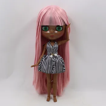 ĽADOVÉ DBS Blyth Bábika super čiernej pleti ružové vlasy spoločný orgán 1/6 bjd 30 cm nahé hračka bábika darček