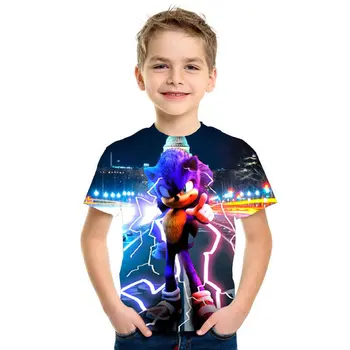 Summer Sonic T-shirt Pre Dospievajúci Chlapec Dievča Oblečenie, Módne Dieťa 3D Tlač Narodeniny Tee Deti Boutique T Shirt Top 10 12 14 rokov