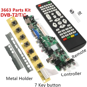 V56 V59 LCD TV Ovládač Rada DVB-T2+7 Tlačidlo Prepnúť+IR+4 žiarovky Invertor+LVDS Auta 3663