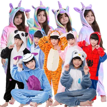 Nové Jednorožec Pyžamo Chlapec Romper dievčenské jednodielne plavky Pyžamá Cartoon Zvierat z Jedného Kusu PajamaTops 4-Staré 12year