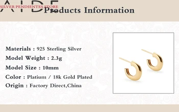 AIDE 925 Sterling Silver C Tvar Náušnice Ženy Piercing Zlato Mini Stud Náušnice, Šperky, Módne Joyero Pendientes Mujer