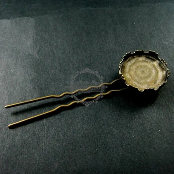 25 mm kolo koruny nastavenie vintage štýl, bronz DIY bobby pin vlasy grip pin DIY dodávky 1502016