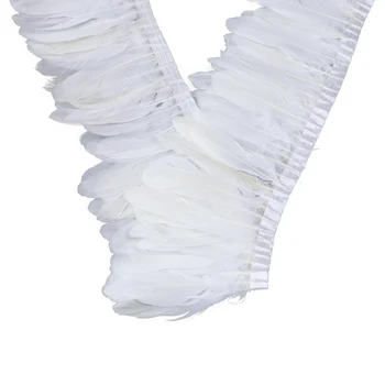 10 metrov/veľa Bielej Husacie Perie Orezania pása s nástrojmi Šaty, Oblečenie, Príslušenstvo 15~20 cm Diy Šitie Remesiel Oblaky Dekorácie