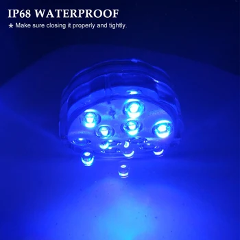 10 Led RGB Podvodné Noc Lampa Ponorné Svetlo Diaľkovo Ovládané Bazén Svetlo Garden Party Dekorácie, doprava zdarma