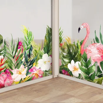 Kvet Flamingo Stenu, Nálepky obojstranné Skle Nálepky, Spálňa, Obývacia Izba, Kúpeľňa 3D Okne Nálepku Obchádza Tapety