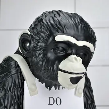 Opice Prihlásenie Robiť Nič a Budete Žiť Dlhšie, Čierna a Biela Verzia Britského Umenia Moderná Socha Inšpirovaný Banksy Práce