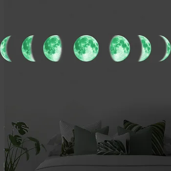 30 cm, fázy Mesiaca 3D Svetelná Stena Nálepky obývacia izba dekorácie Svietiť v tme nástenná maľba spálňa Umenie Obtlačky Mesiac eclipse nálepky